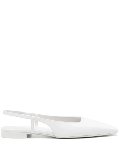 3juin Lian Patent-leather Ballerina Shoes In White