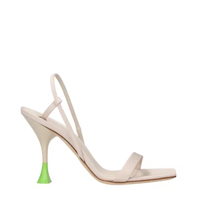 3juin Beige Fabric Stiletto Heels Sandals In Neutral