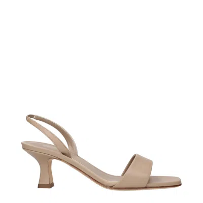 3juin Beige Leather Flat Sandals In Brown