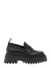 3juin Black Leather Sofia Loafers In Black