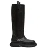 3juin Black Leather Tall Boots With Chunky Sole And Pull Tabs In Black
