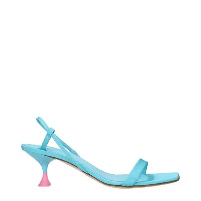 3juin Blue Fabric Stiletto Heels Sandals