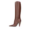 3juin Woman Boot Brown Size 6 Leather In Marrone Marroni