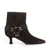 3juin Avril 055 High Heels Ankle Boots In Brown Suede In Black