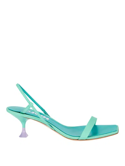 3juin Light Blue Gros Grain Leather Capri Sandal In Green