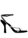 3juin 100mm Crystal-embellished Strap Sandals In Schwarz
