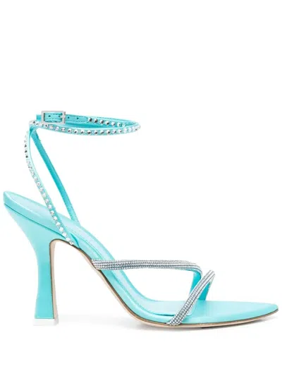 3juin Crystal-embellished Strappy Leather Sandals In Blue