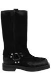 3juin Demi Boot With Vintage Effect And Metal Detail In Black