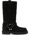 3juin Demi Boot With Vintage Effect And Metal Detail In Black