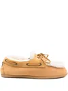 3juin Denver Suede Fur-trimmed Loafers In Brown