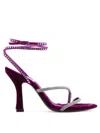 3juin Crystal-strap Velvet Sandals In Purple