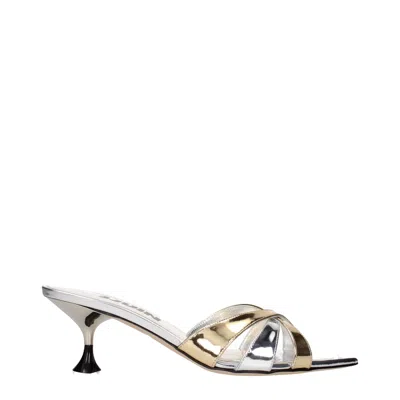 3juin Gray Leather Stiletto Heels Sandals In Silver