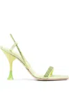 3juin Crystal-embellished Leather Sandals In Green