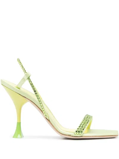 3juin Crystal-embellished Leather Sandals In Green