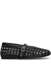 3juin Gwen 005 Ballet Flats In Black Leather In Black