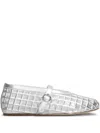 3juin Gwen 005 Ballet Flats In Silver Leather In Silber