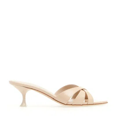 3juin Heel Slipper 50mm Beige Patent In Neutrals
