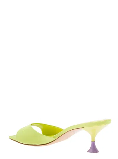 3JUIN 'KIMI' LIME GREEN SANDALS WITH CONTRASTING ENAMELLED HEEL IN VISCOSE WOMAN
