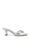 3juin Sasha 090 Slipper-mule In Silver Leather In 银色