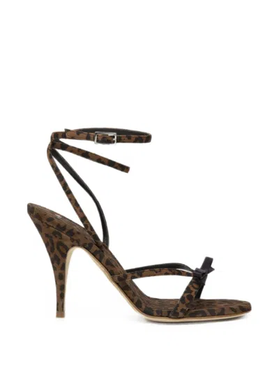 3juin Leopard-print Bow-detail Sandals In Brown