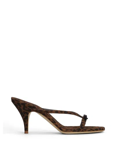 3juin Linda Leopard-print Bow-detail Sandals In Brown