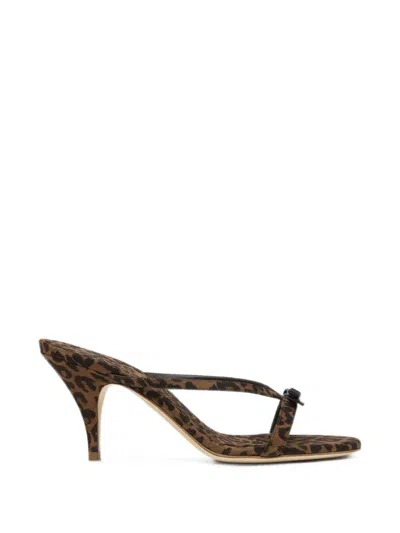 3juin Linda Leopard-print Bow-detail Sandals In Brown