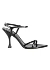 3juin Naima Black Leather Sandal With Ankle Strap In Black