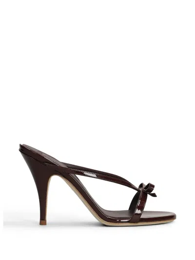 3juin Natalia Bow-detail Patent-finish Sandals In Brown