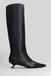 3juin Olympe 035 Low Heels Boots In Black Leather In Black