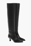 3juin Over-the-knee Leather Boots With Point Toe In Black