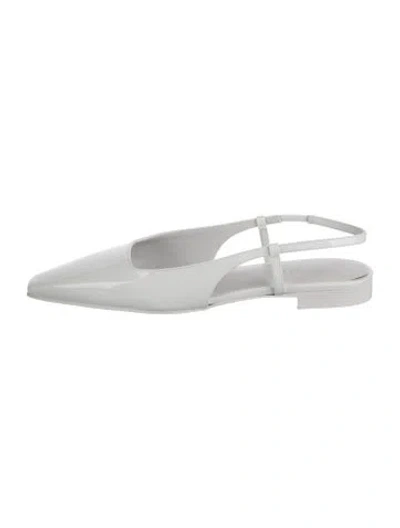 Pre-owned 3juin Patent Leather Slingback Flats In White
