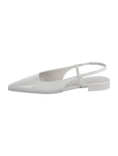 Pre-owned 3juin Patent Leather Slingback Flats In White
