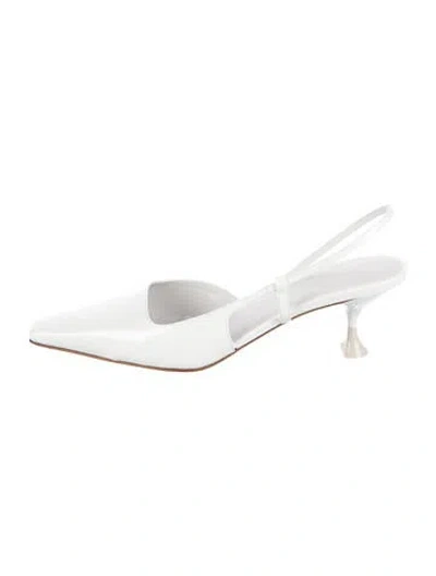 Pre-owned 3juin Patent Leather Slingback Pumps In White