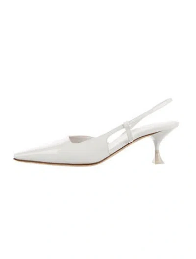 Pre-owned 3juin Patent Leather Slingback Pumps In White