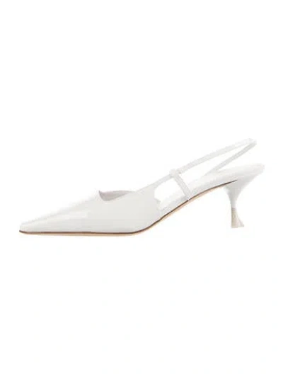 Pre-owned 3juin Patent Leather Slingback Pumps In White