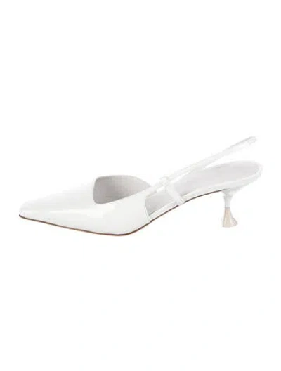 Pre-owned 3juin Patent Leather Slingback Pumps In White