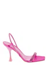 3juin 'eloise' Pink Andals With Rhinestone Embellishment And Spool Hight Heel In Viscose Blend Woman In Pink