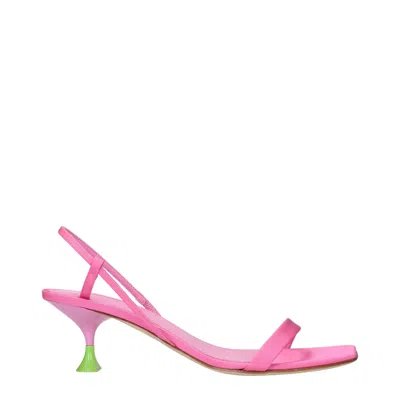 3juin Pink Fabric Stiletto Heels Sandals