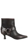 3juin Pointed Toe Ankle Boot With Strap Detail In Brown