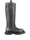 3juin Tall Leather Boots With Rugged Sole In Black
