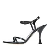 3juin Naima Black Leather Sandal With Ankle Strap In Black