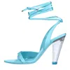 3juin Woman Sandals Turquoise Size 10 Textile Fibers In Azzurro Blu E Verdi