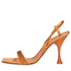 3juin Woman Sandals Mandarin Size 8 Textile Fibers In Arancio Vivaci
