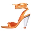 3juin Woman Sandals Mandarin Size 6.5 Textile Fibers In Arancio Vivaci