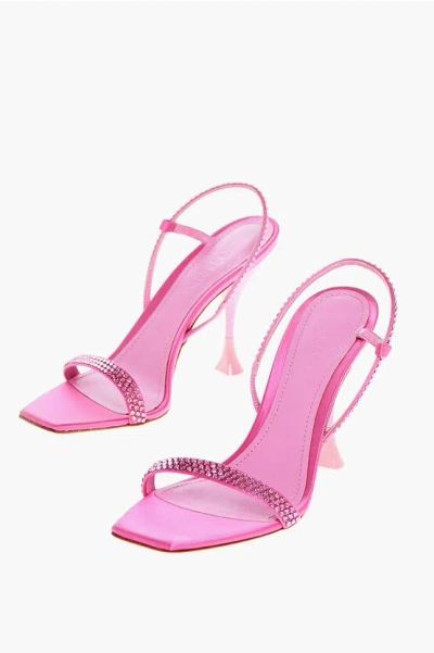 3juin Satin Eloise Sandals With Rhinestones 10cm In Pink
