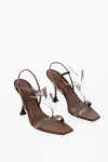 3juin Satin Gemma Sandals With Rhinestone Embellishment And Feathe