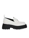 3juin Sofia Track Sole Leather Ivory Loafers In White