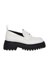 3juin Sofia Track Sole Leather Ivory Loafers In White