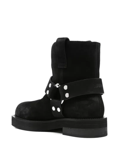 3juin Steve Buckle-strap Suede Boots In Black