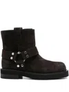 3juin Steve Buckle-strap Suede Boots In Brown